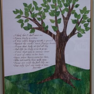 cut paper tree and poem